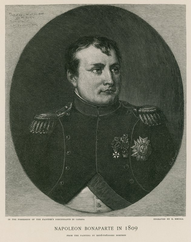 Napoleon Bonaparte in 1809 door French School