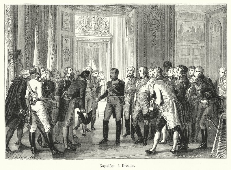 Napoleon in Dresden door French School