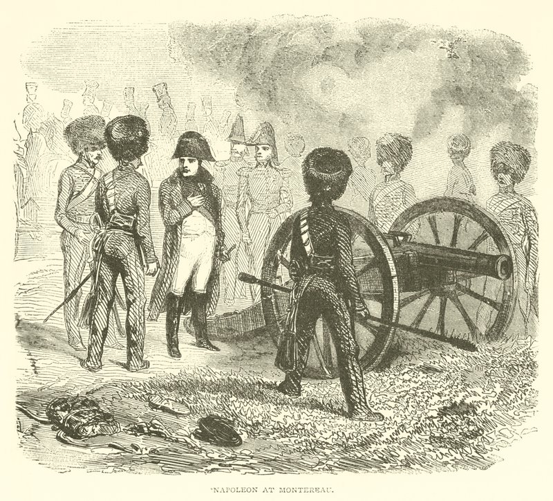 Napoleon bij Montereau (gravure) door French School
