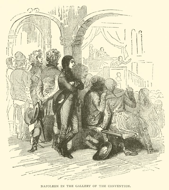 Napoleon in de galerij van de conventie door French School