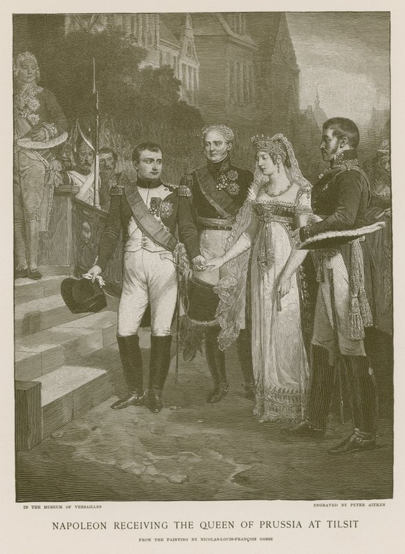 Napoleon ontvangt de Koningin van Pruisen in Tilsit door French School