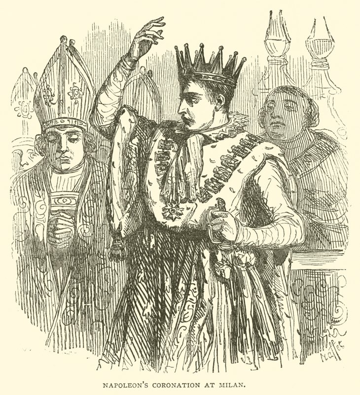 Napoleons kroning in Milaan (gravure) door French School