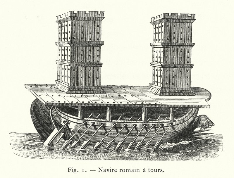 Romeins schip met torens door French School