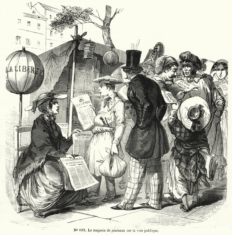 Kiosk op een openbare doorgang (gravure) door French School