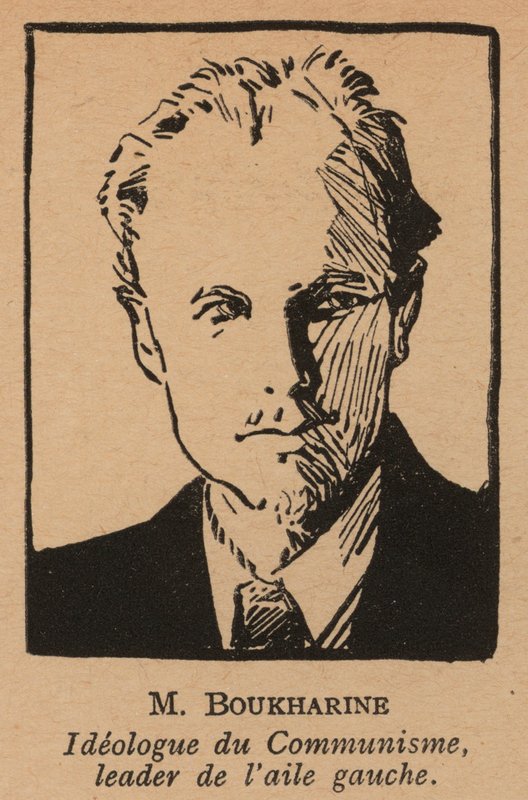Nikolaj Boecharin, Russische bolsjewistische revolutionaire theoreticus en politicus (litho) door French School