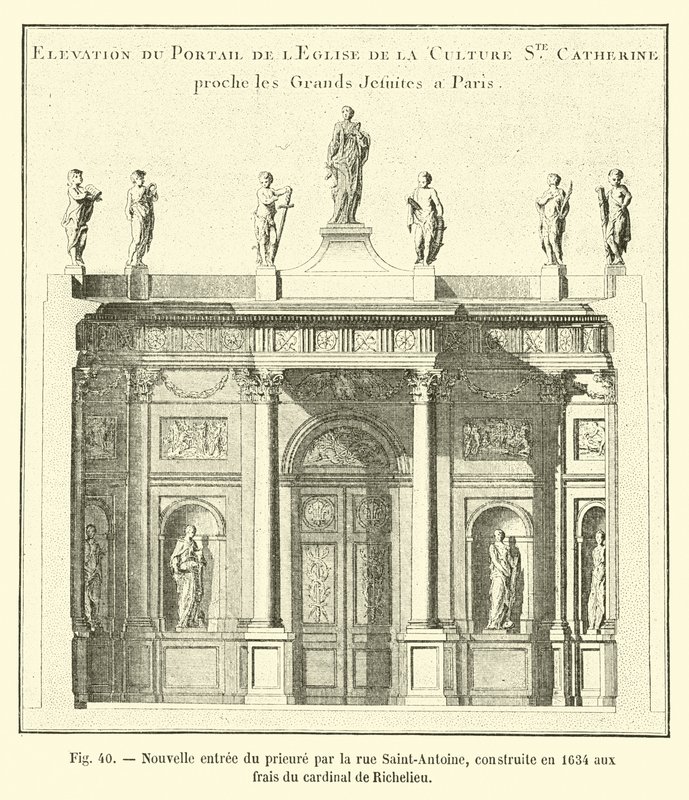 Nieuwe ingang van het prioraat via de rue Saint-Antoine, gebouwd in 1634 op kosten van kardinaal de Richelieu door French School
