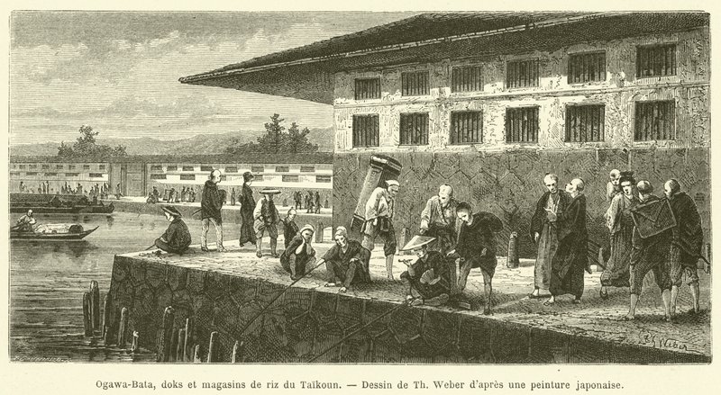Ogawa-Bata, dokken en rijstmagazijnen van de Taikoun door French School
