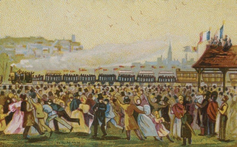 Opening van de eerste Franse spoorweg, 1832 door French School