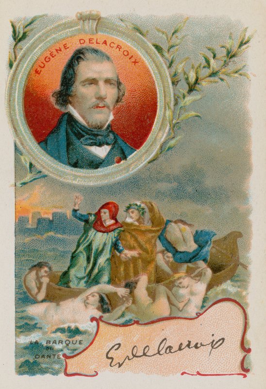 Schilder Eugène Delacroix met afbeelding van Dante en Vergilius in de hel door French School