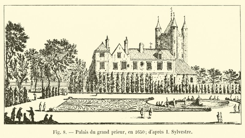 Paleis van de grootprior, in 1650; naar I Sylvestre door French School