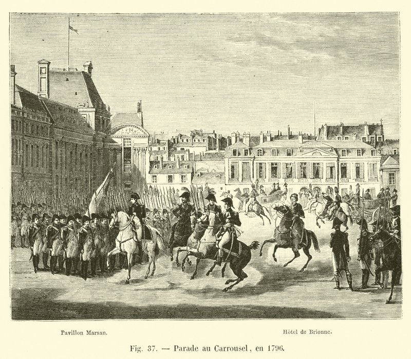 Parade op de Carrousel, in 1796 door French School