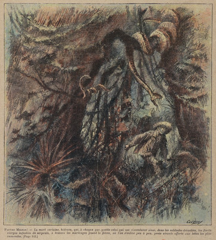 Pauvre Mignon door Edmond Ladoucette (kleurenlitho) door French School