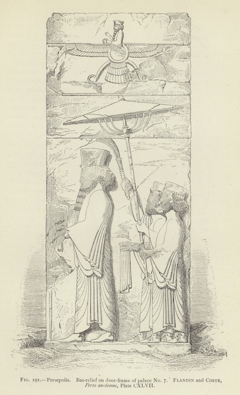Persepolis, bas-reliëf op deurkozijn van paleis nr. 7 door French School