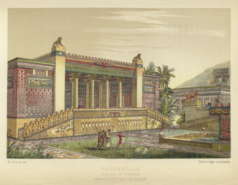 Persepolis, Paleis van Darius, Perspectief van de gevel door French School