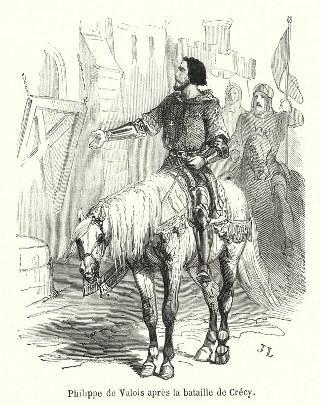 Filips van Valois na de Slag bij Crecy door French School