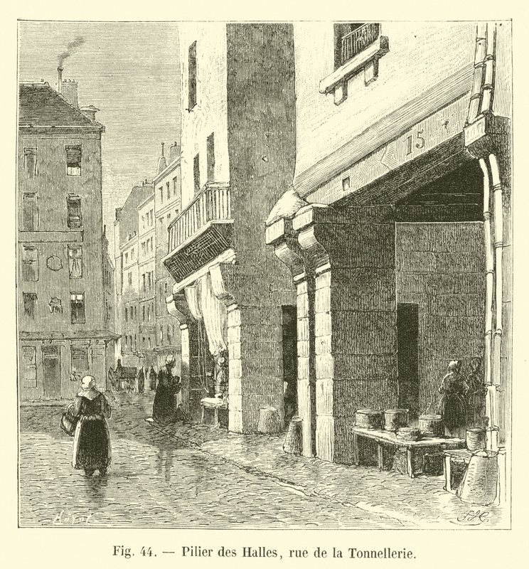 Pilaar van de Hallen, rue de la Tonnellerie door French School