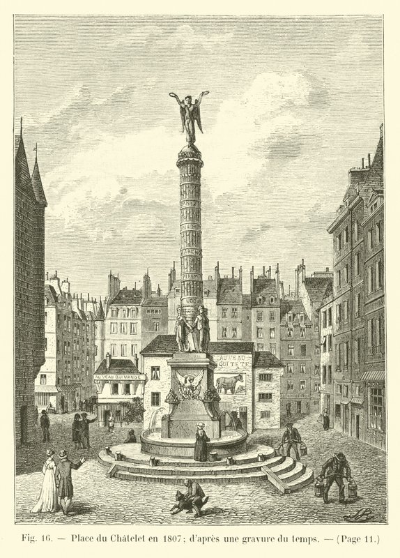 Plein du Chatelet in 1807; naar een gravure uit die tijd door French School