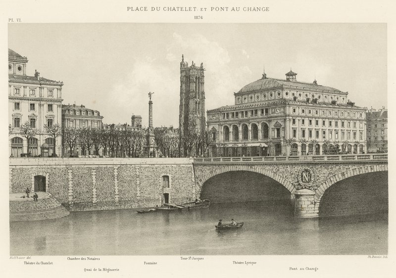 Place du Chatelet en Pont au Change, 1876 door French School