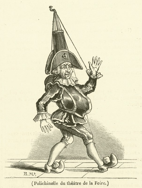 Polichinelle du theatre de la Foire (gravure) door French School