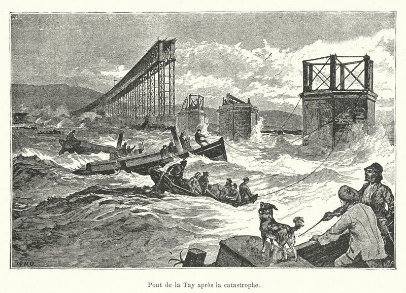Pont de la Tay na de ramp (gravure) door French School