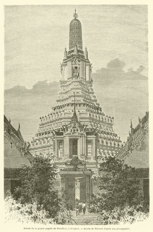Portaal van de grote pagode van Wat-Chan, in Bangkok door French School