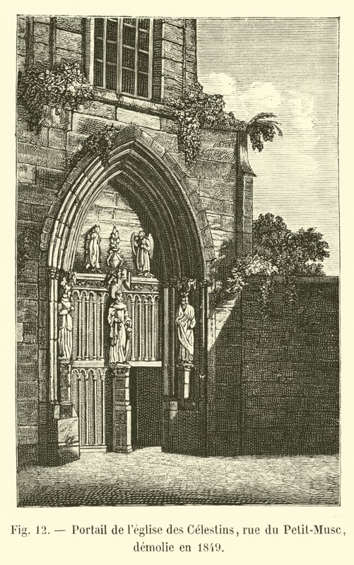 Portaal van de kerk van de Celestijnen, rue du Petit-Musc, gesloopt in 1849 door French School