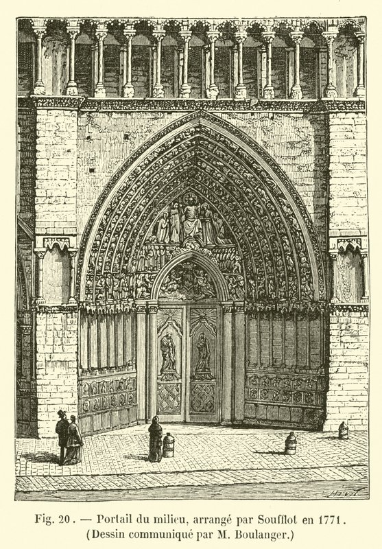 Middenportaal, gerangschikt door Soufflot in 1771, Tekening verstrekt door M. Boulanger door French School