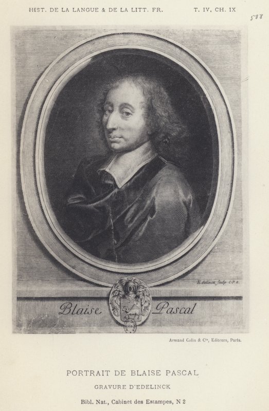 Portret van Blaise Pascal (litho) door French School