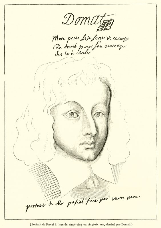 Portret van Pascal op vijfentwintig- of zesentwintigjarige leeftijd (gravure) door French School