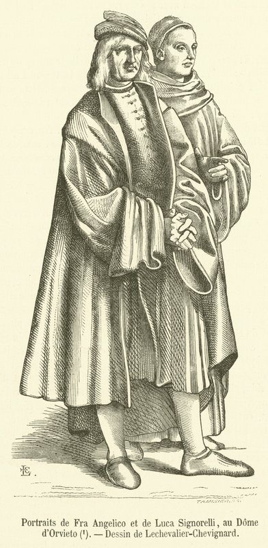 Portretten van Fra Angelico en Luca Signorelli, in de Dom van Orvieto door French School