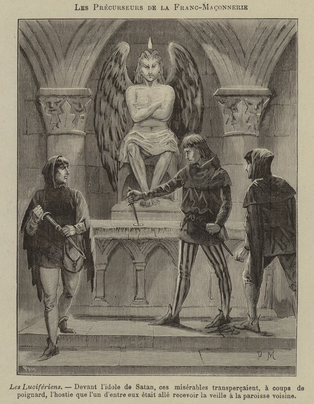 Voorlopers van de Vrijmetselarij: de Luciferianen (gravure) door French School