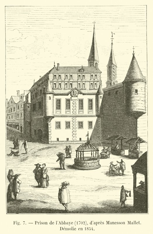 Gevangenis van de Abdij, 1702, naar Manesson Mallet, Gesloopt in 1854 door French School