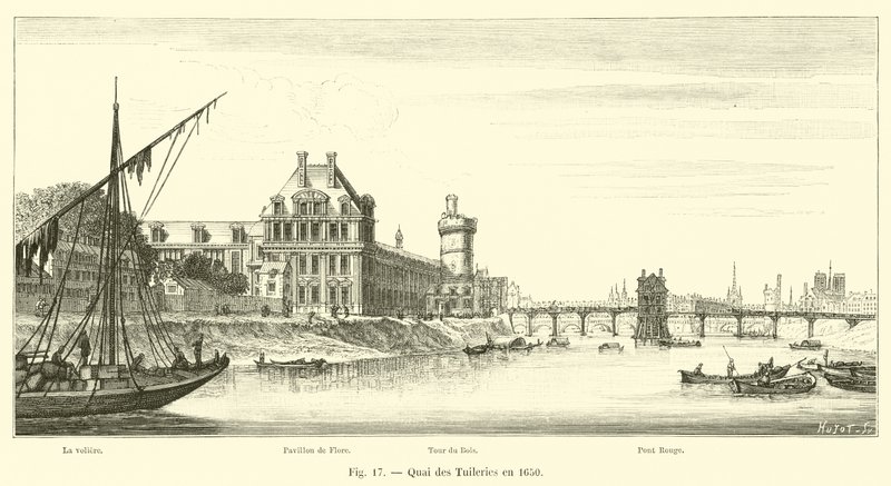 Kade van de Tuilerieën in 1650 door French School