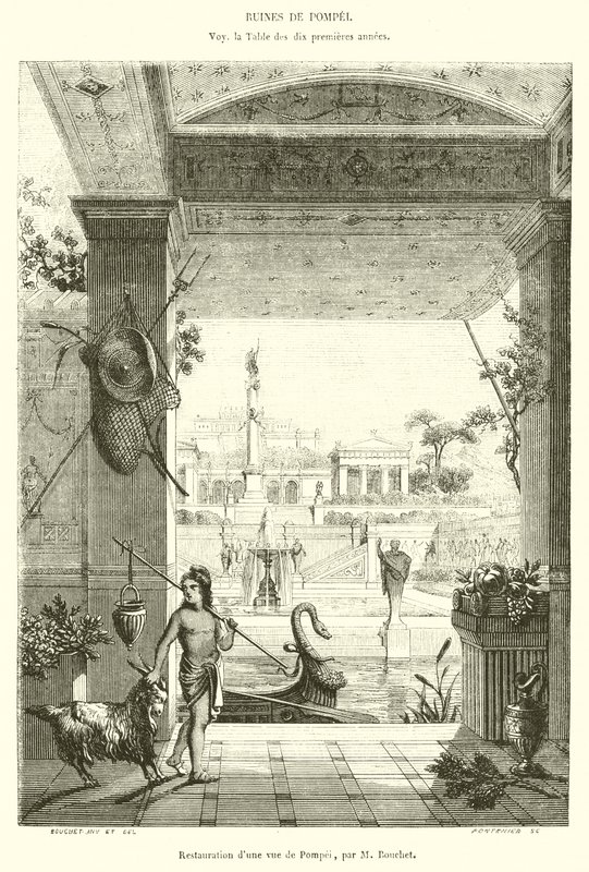 Restauratie van een uitzicht op Pompeii door French School