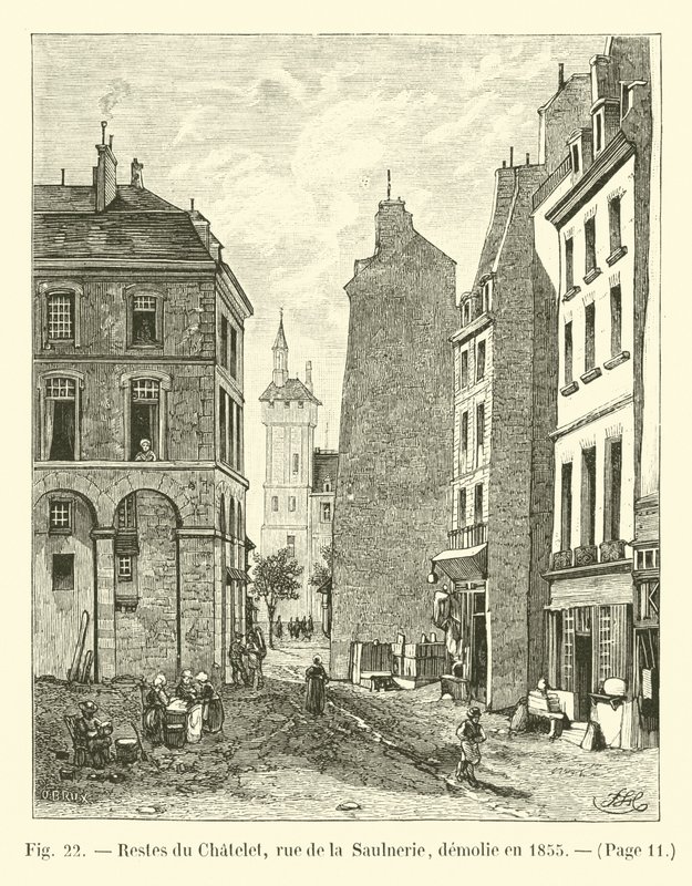 Resten van het Chatelet, rue de la Saulnerie, gesloopt in 1855 door French School