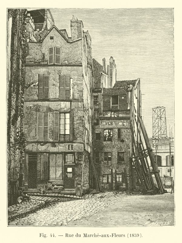 Rue du Marche-aux-Fleurs, 1859 door French School
