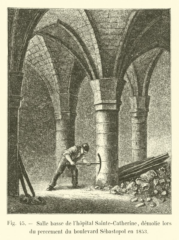 Lage zaal van het Sainte-Catherine ziekenhuis, gesloopt tijdens de aanleg van de boulevard Sébastopol in 1853 door French School
