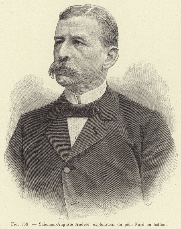 Salomon-Auguste Andree, ontdekkingsreiziger van de Noordpool in een ballon door French School