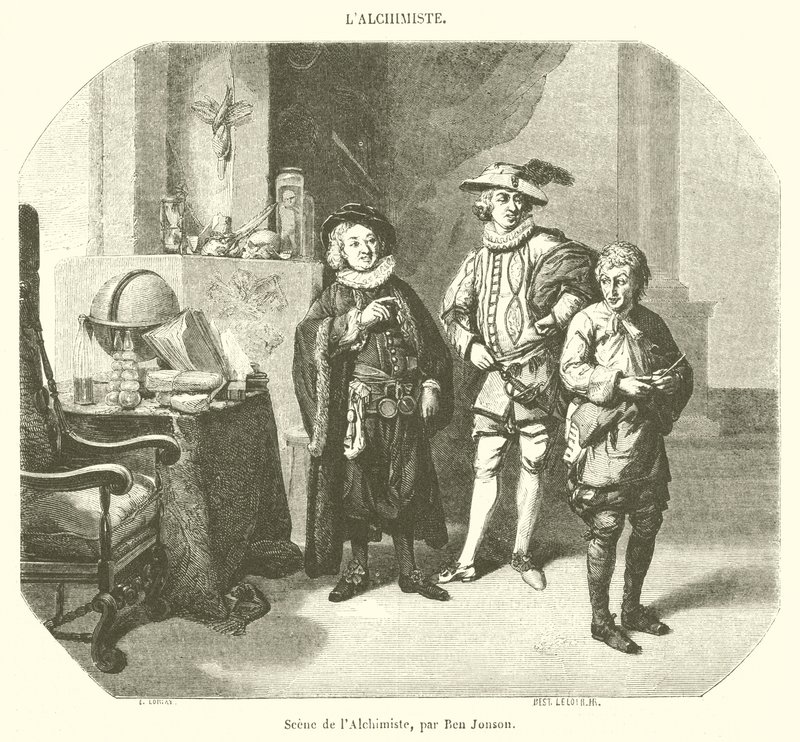 Scène van de Alchemist (gravure) door French School