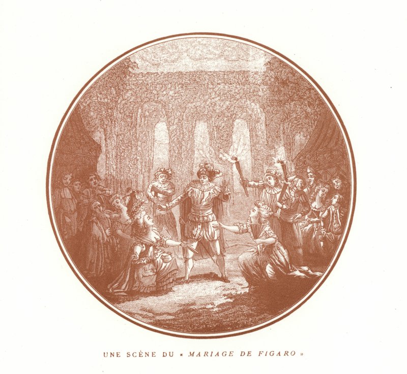Scène uit Het Huwelijk van Figaro, door Wolfgang Amadeus Mozart door French School