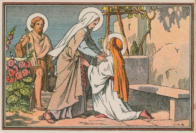 Scène uit het leven van Jezus (gekleurde gravure) door French School