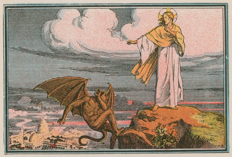 Scène uit het leven van Jezus (gekleurde gravure) door French School
