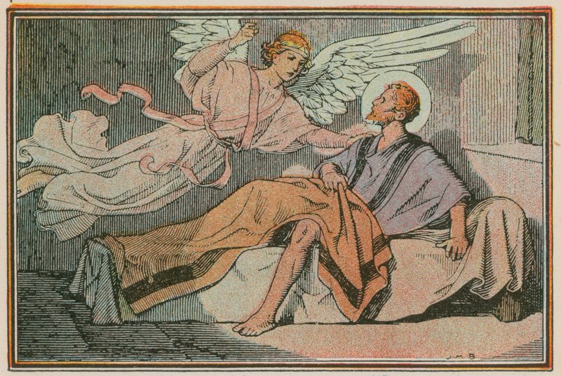 Scène uit het leven van Jezus (gekleurde gravure) door French School