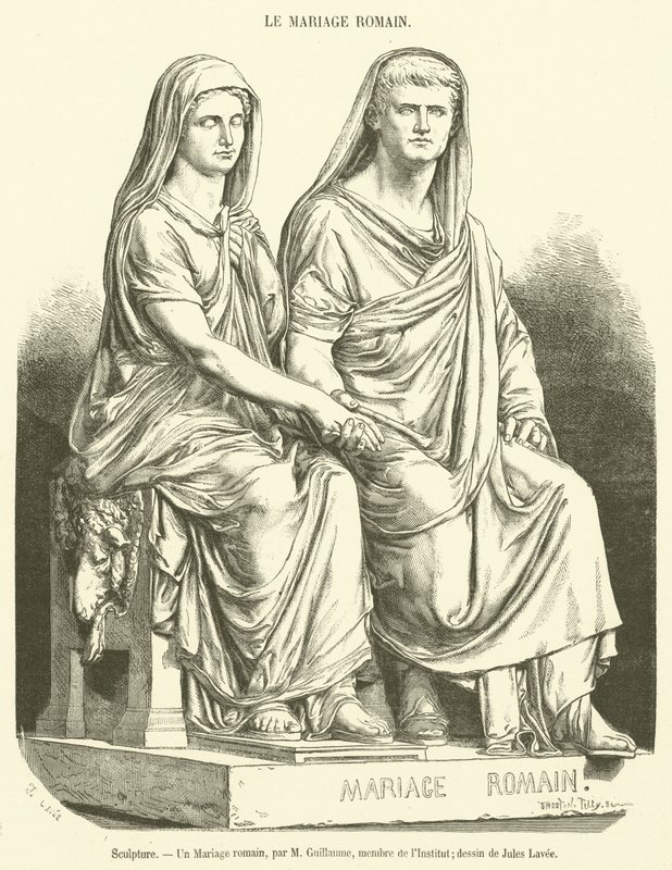 Beeldhouwwerk, Een Romeins huwelijk (gravure) door French School