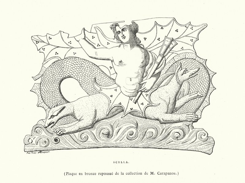 Scylla, oude Griekse bronzen plaquette door French School