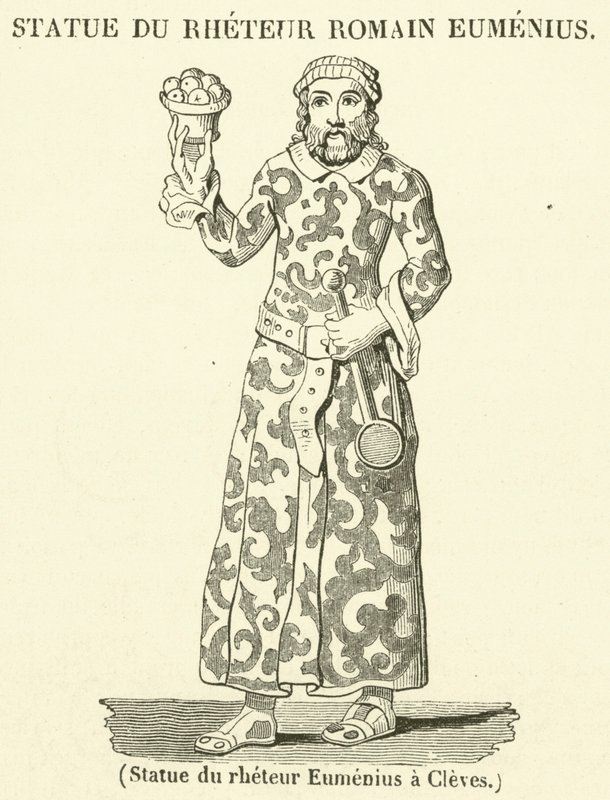 Standbeeld van reteur Eumenius in Kleef (gravure) door French School