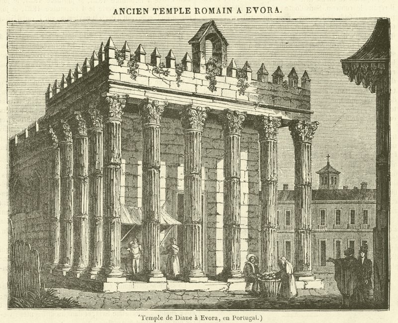 Tempel van Diana in Evora, Portugal door French School