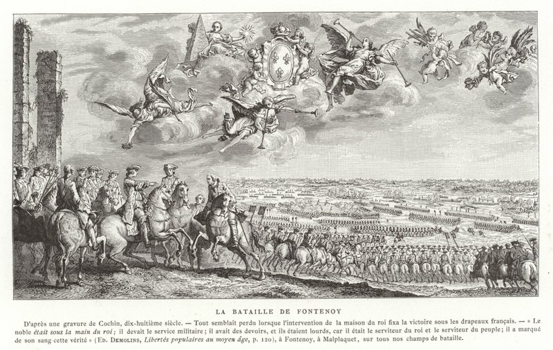 De slag bij Fontenoy, Oostenrijkse Successieoorlog, 1745 door French School