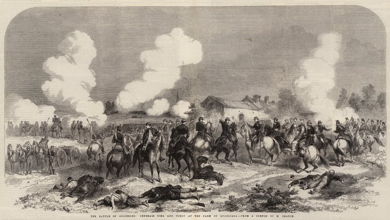 De slag bij Solferino, generaals Niel en Vinoy bij de boerderij van Quagliara door French School