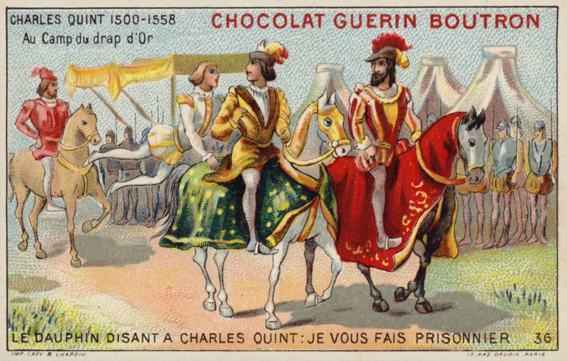 Keizer Karel V bij het Veld van het Gouden Laken door French School